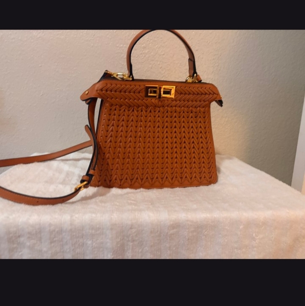 Brown Structured Top-Handle Satchel Bag with Shoulder Strap